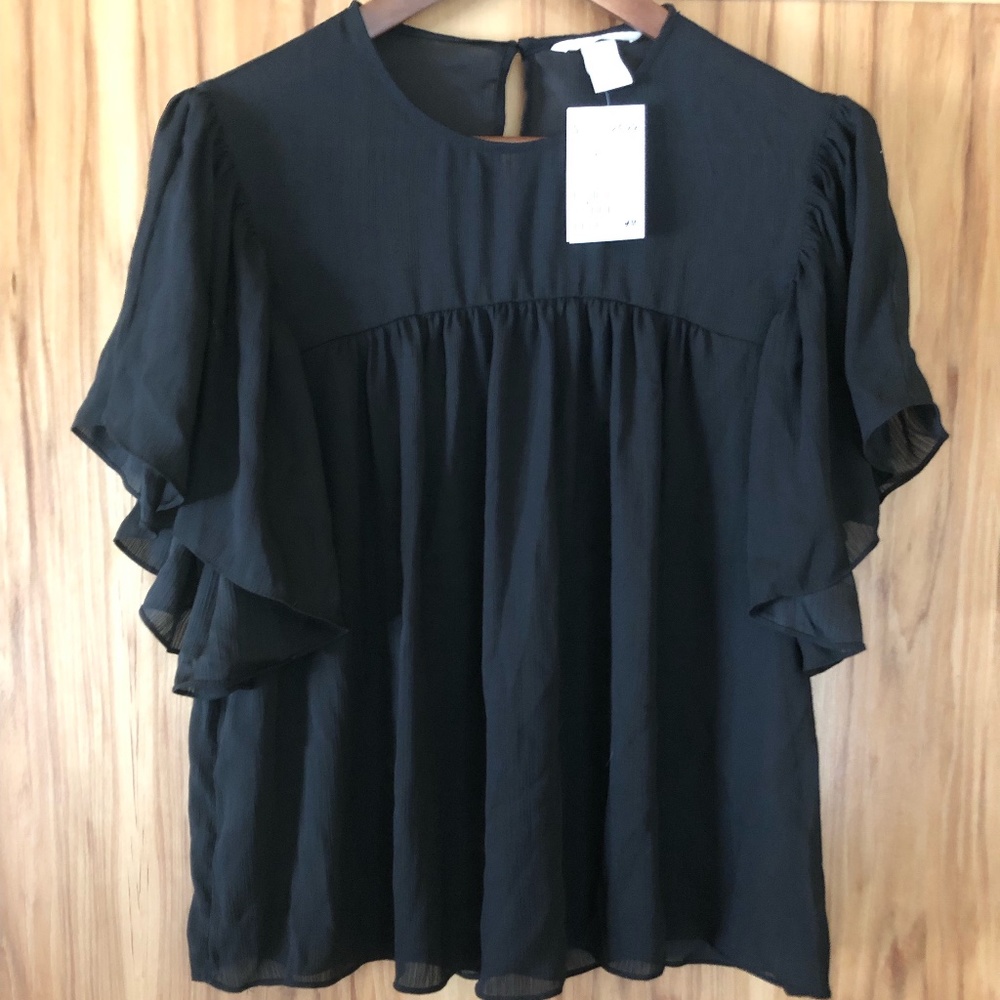 H&M Women’s Black Short Sleeved Blouse, Size 0, Brand New With Tags